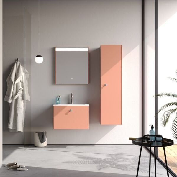 Smart Nova 60 cm Mat Bej Kırmızı Banyo Dolabı