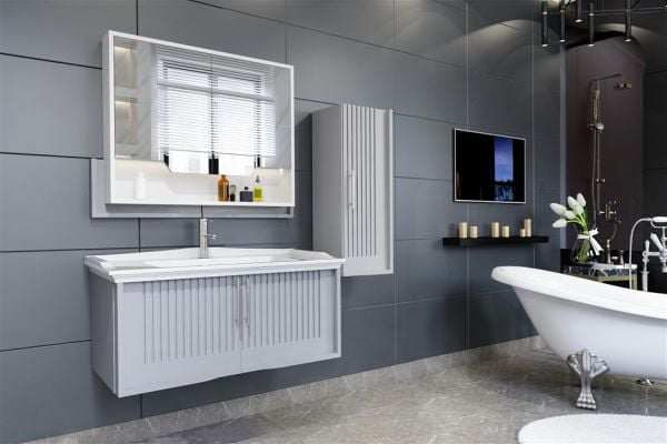 Aquanil Sagra 100 cm  Banyo Dolabı Gri