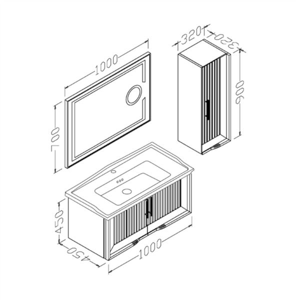 Aquanil Sagra 100 cm  Banyo Dolabı Gri
