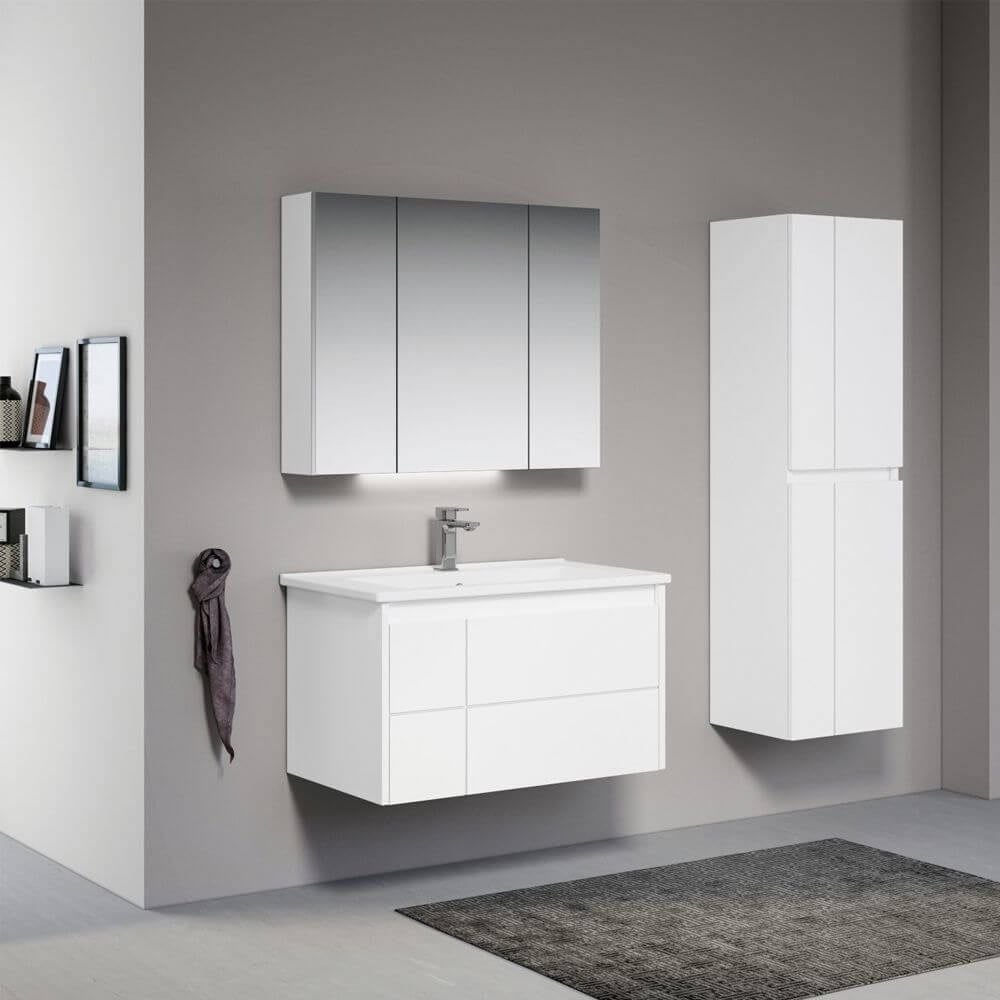 Orka Likya 80 cm Mat Beyaz Banyo Dolabı
