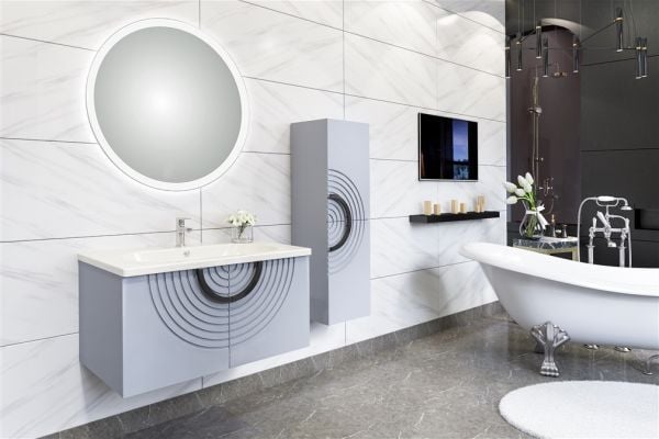 Aquanil Oriz 80 cm  Banyo Dolabı Gri