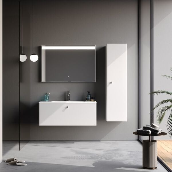 Smart Nova 100 cm Mat Beyaz Banyo Dolabı