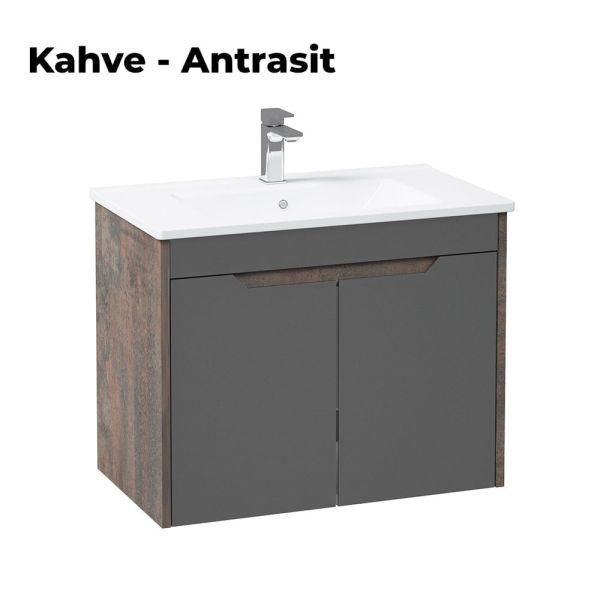 Orka Lago 100 cm Kahve Taş/Antrasit Banyo Dolabı