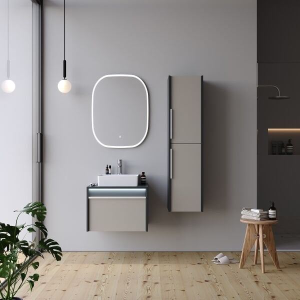 Smart Royale 60 cm Mat İpek Gri Banyo Dolabı