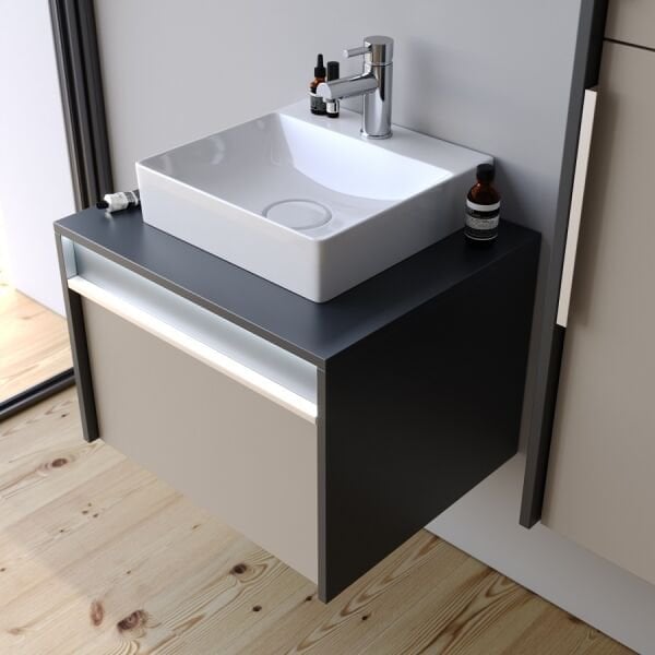 Smart Royale 60 cm Mat İpek Gri Banyo Dolabı