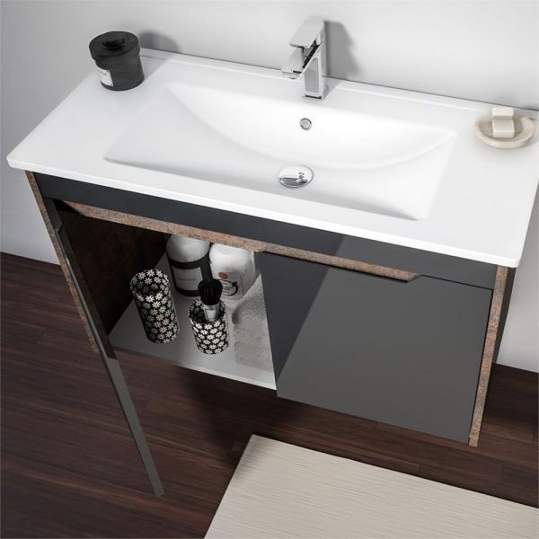Orka Lago 85 cm Kahve Taş/Antrasit Banyo Dolabı