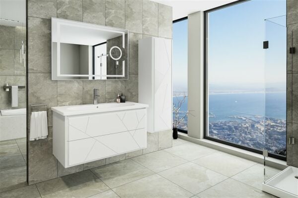 Aquanil Kiev 100 cm Beyaz Banyo Dolabı