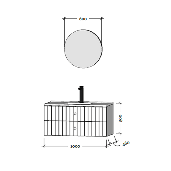 C Line 100 cm Haki Banyo Dolabı