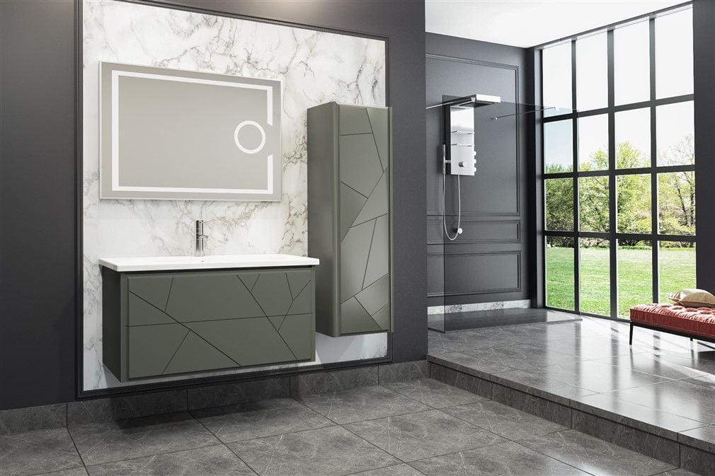 Aquanil Kiev 100 cm Antrasit Banyo Dolabı