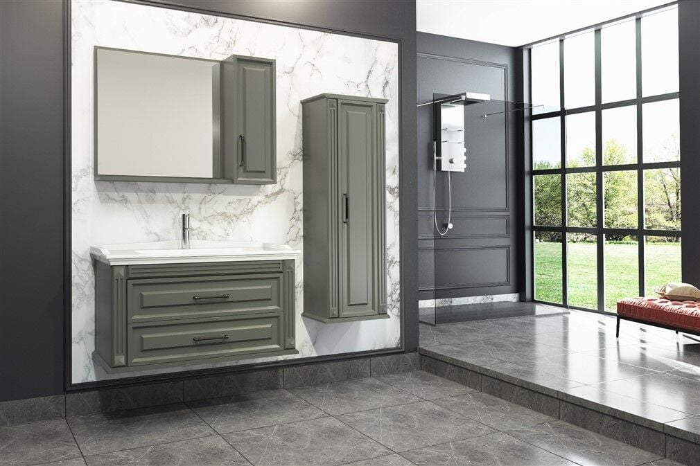 Aquanil Moskova 100 cm Antrasit Banyo Dolabı