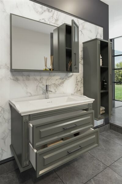 Aquanil Moskova 100 cm Antrasit Banyo Dolabı