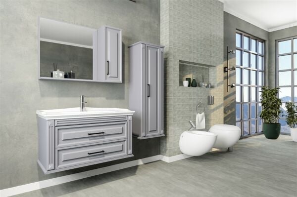 Aquanil Moskova 100 cm Gri Banyo Dolabı