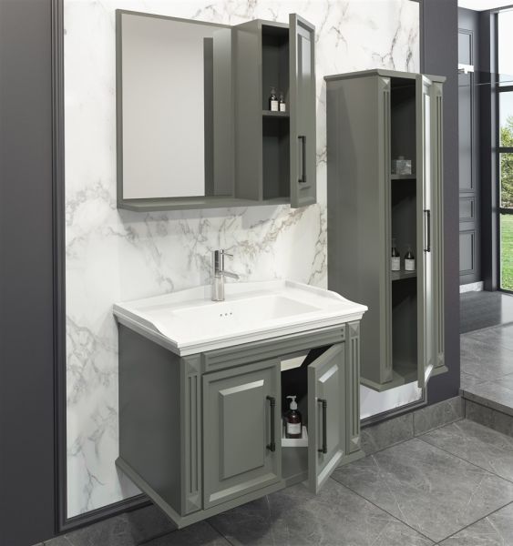 Aquanil Milano 80 cm Antrasit Banyo Dolabı