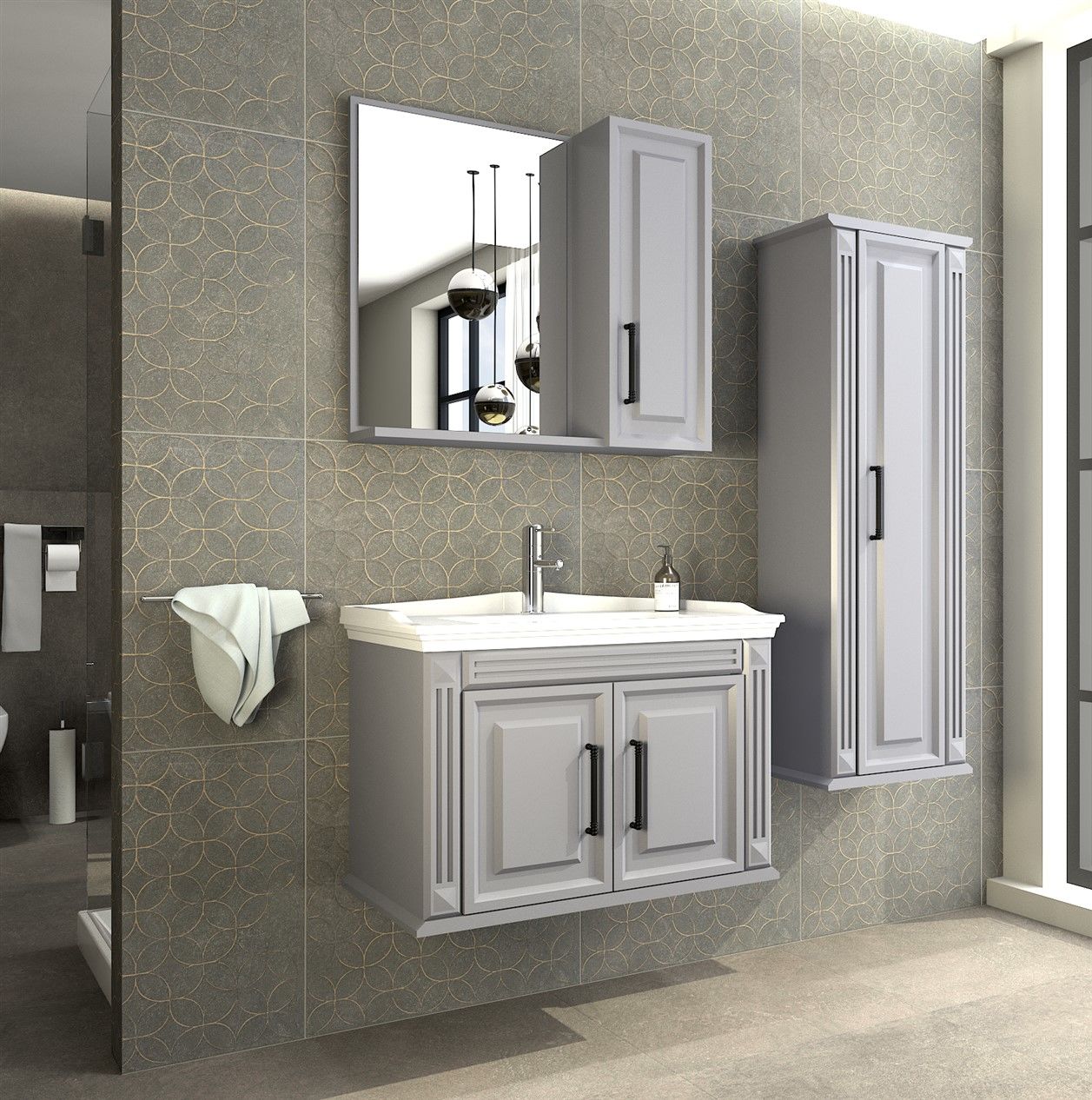 Aquanil Milano 80 cm Gri Banyo Dolabı