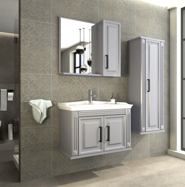 Aquanil Milano 80 cm Gri Banyo Dolabı