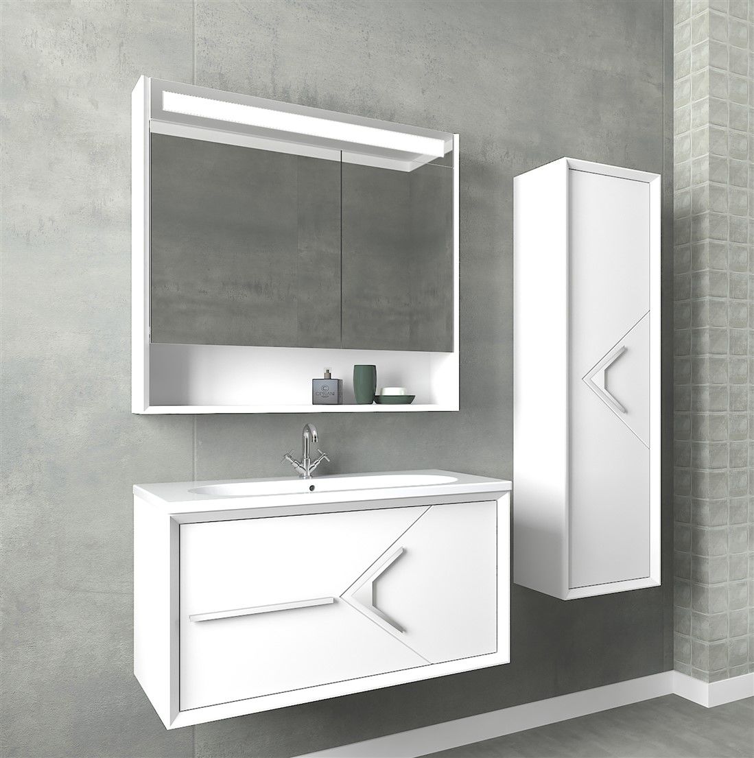 Aquanil Bologna 80 cm Beyaz Banyo Dolabı