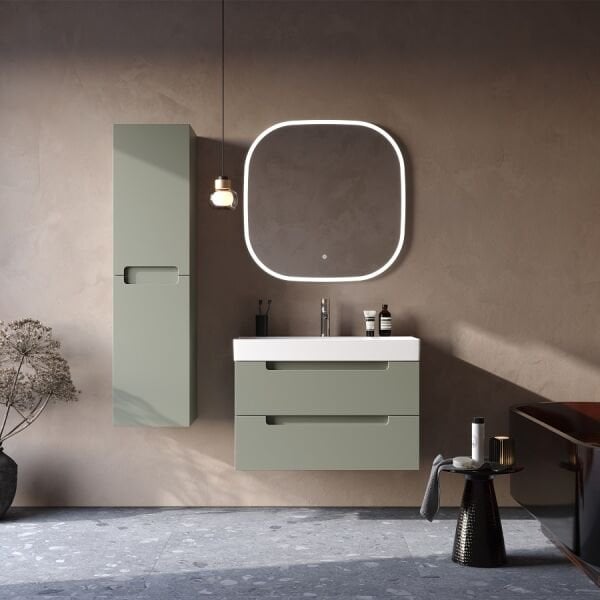 Smart Maddox 85 cm Mat Çimento Gri Banyo Dolabı