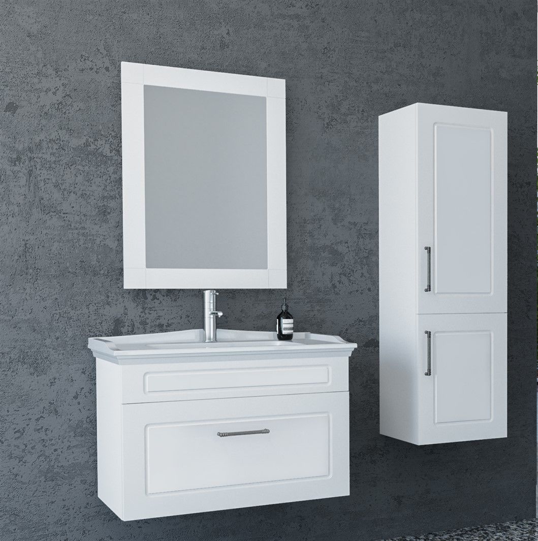 Aquanil Monaco 80 cm Beyaz Banyo Dolabı