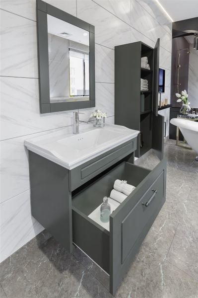 Aquanil Monaco 80 cm Antrasit Banyo Dolabı