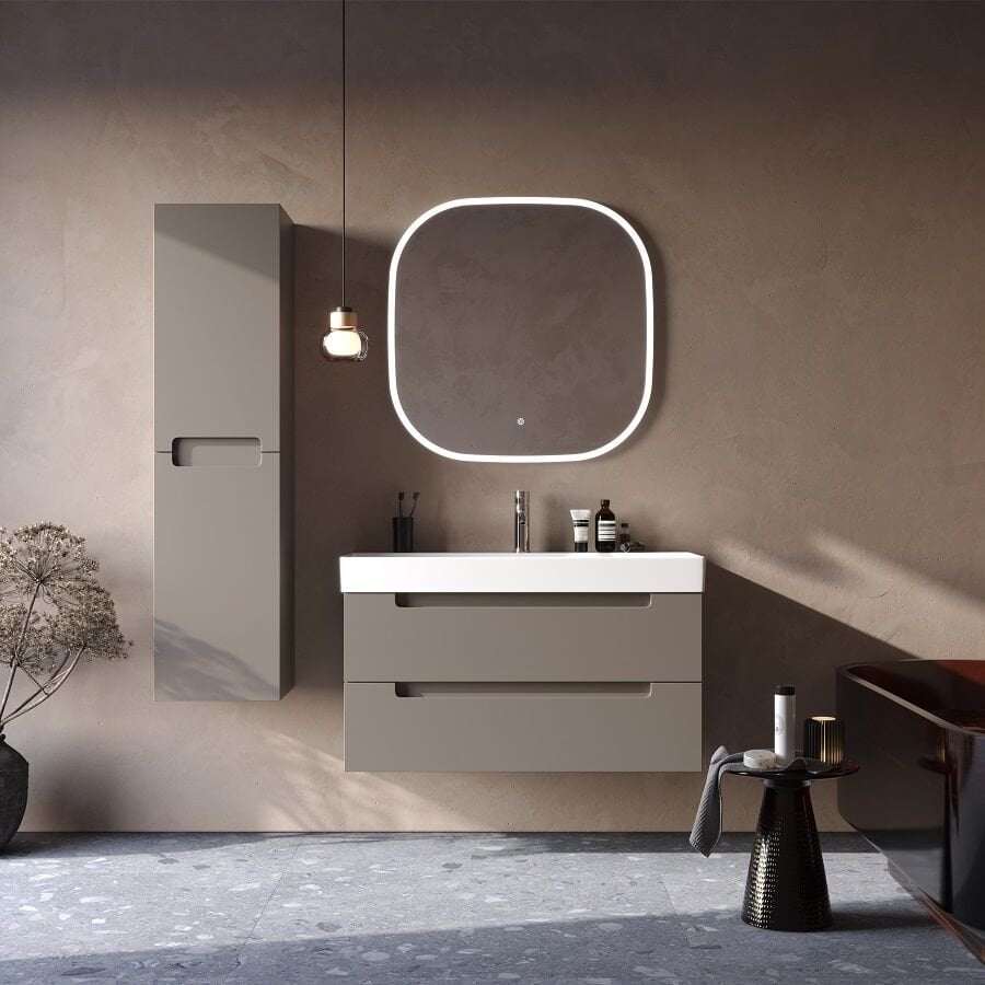 Smart Maddox 100 cm Mat Sütlü Kahve Banyo Dolabı