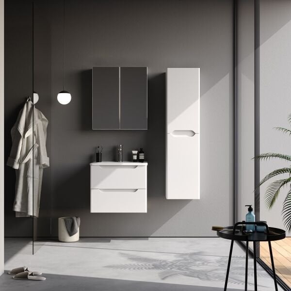 Smart Perla 60 cm Mat Beyaz Banyo Dolabı
