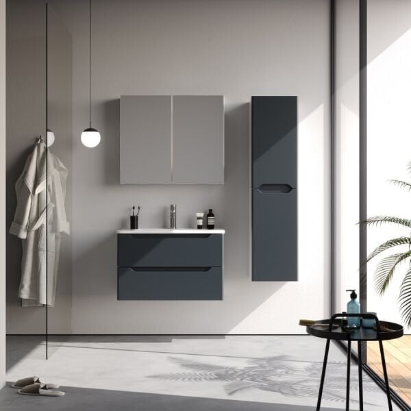 Smart Perla 80 cm Mat Antrasit Banyo Dolabı