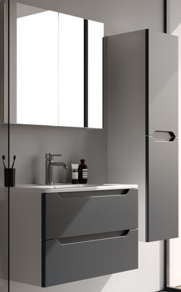 Smart Perla 80 cm Mat Antrasit Banyo Dolabı