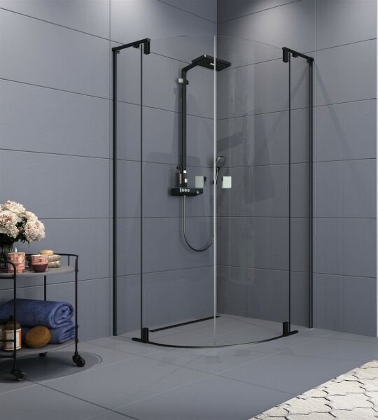 Aquanil Raum 120x120 Oval Siyah Duşakabin 100x100