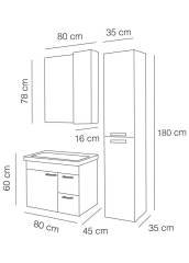 Fym Hisar Banyo Dolabı 80 Cm Boy Dolaplı