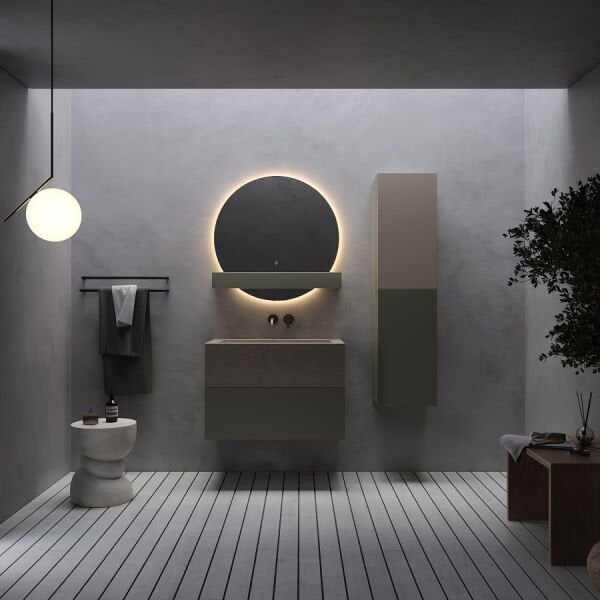 Smart Roma 80 cm Mat Çimento Gri Banyo Dolabı