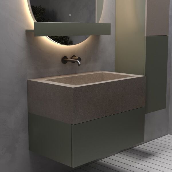 Smart Roma 80 cm Mat Çimento Gri Banyo Dolabı