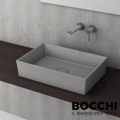 BOCCHI Vessel  Dikdörtgen Tezgah Üstü Lavabo, 55 cm Mat-Gri