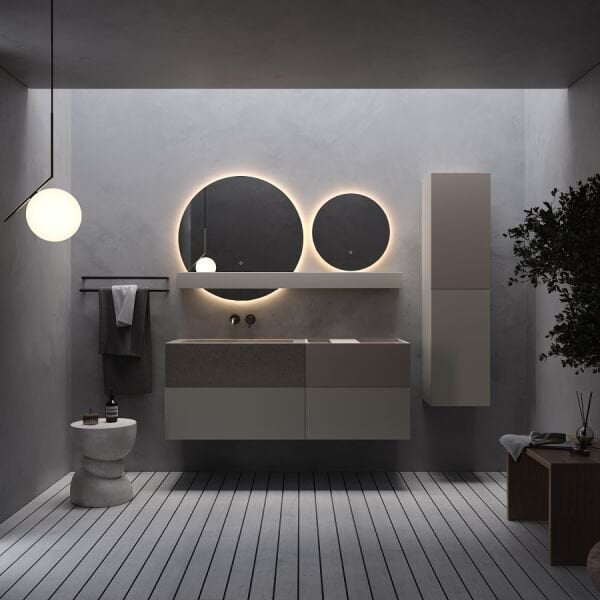 Smart Roma 140 cm Mat İpek Gri Banyo Dolabı