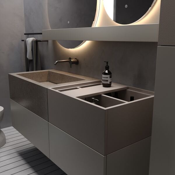 Smart Roma 140 cm Mat İpek Gri Banyo Dolabı
