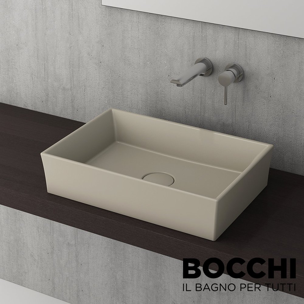 BOCCHI Vessel Dikdörtgen Tezgah Üstü Lavabo, 55 cm Mat-Kaşmir