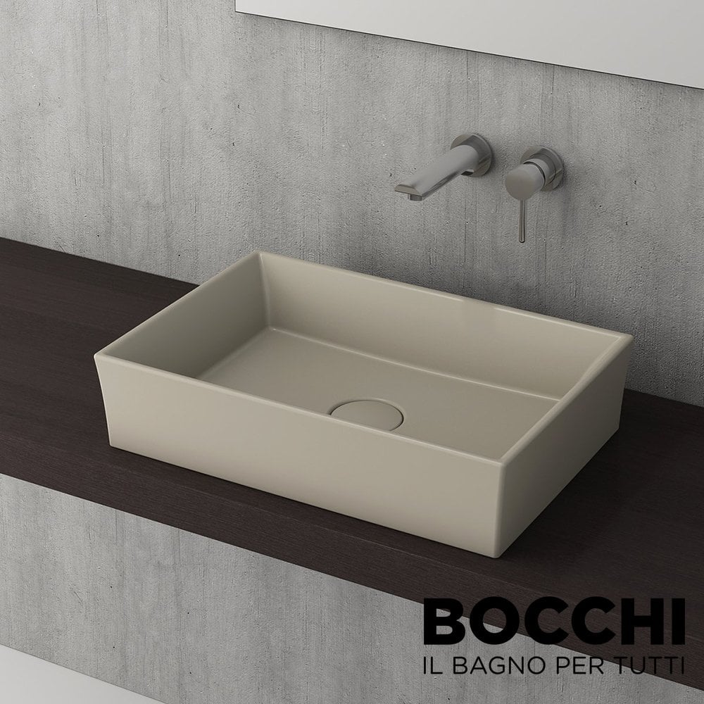 BOCCHI Vessel Dikdörtgen Tezgah Üstü Lavabo, 55 cm Mat-Kaşmir