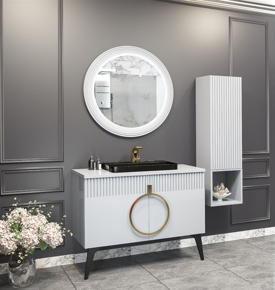 Aquanil Valisso 105 cm Gri Banyo Dolabı