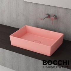 BOCCHI Vessel Dikdörtgen Tezgah Üstü Lavabo, 55 cm Mat Somon