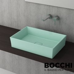 BOCCHI Vessel Dikdörtgen Tezgah Üstü Lavabo, 55 cm Mat Mint Yeşil