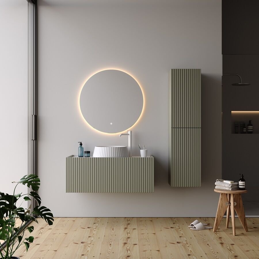 Smart Palermo 100 cm Mat Çimento Gri Banyo Dolabı
