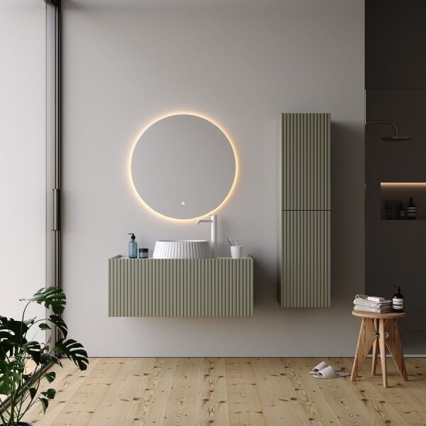 Smart Palermo 100 cm Mat Çimento Gri Banyo Dolabı