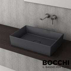 BOCCHI Vessel  Dikdörtgen Tezgah Üstü Lavabo, 55 cm Mat Antrasit