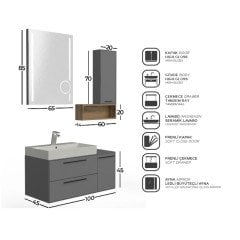 Belinza Urban 100 cm Banyo Dolabı Gri