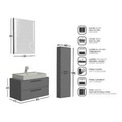 Belinza Urban 100 cm Banyo Dolabı Gri