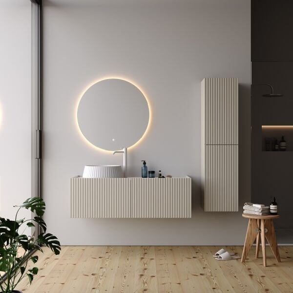 Smart Palermo 120 cm Mat İpek Gri Banyo Dolabı