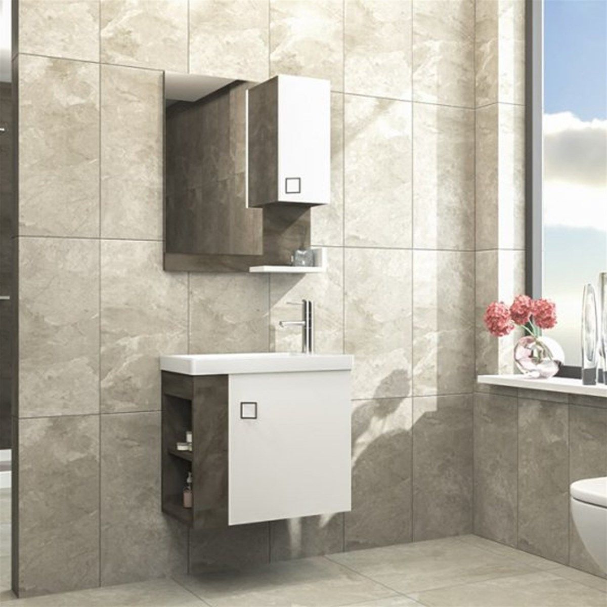 Aquanil Poly 60 cm Beyaz-İrony Banyo Dolabı