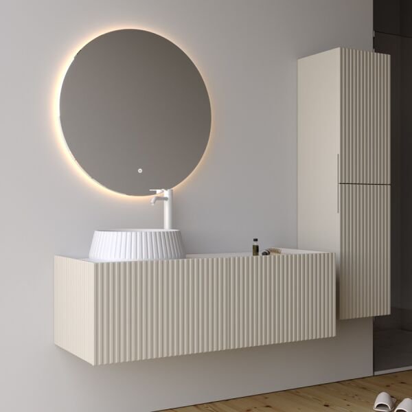 Smart Palermo 120 cm Mat İpek Gri Banyo Dolabı