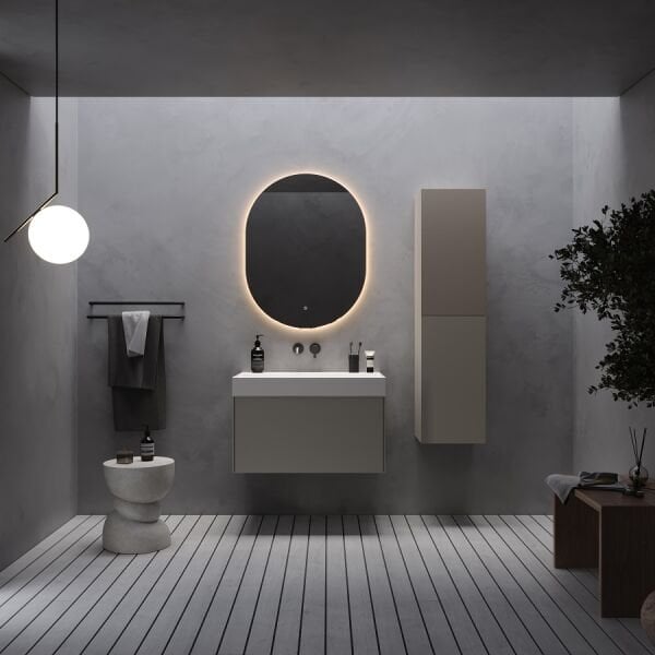 Smart Verona 80 cm Mat İpek Gri Banyo Dolabı