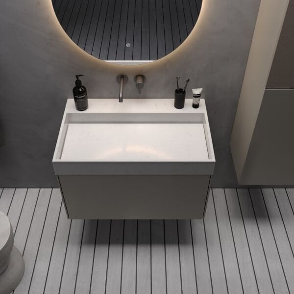 Smart Verona 80 cm Mat İpek Gri Banyo Dolabı