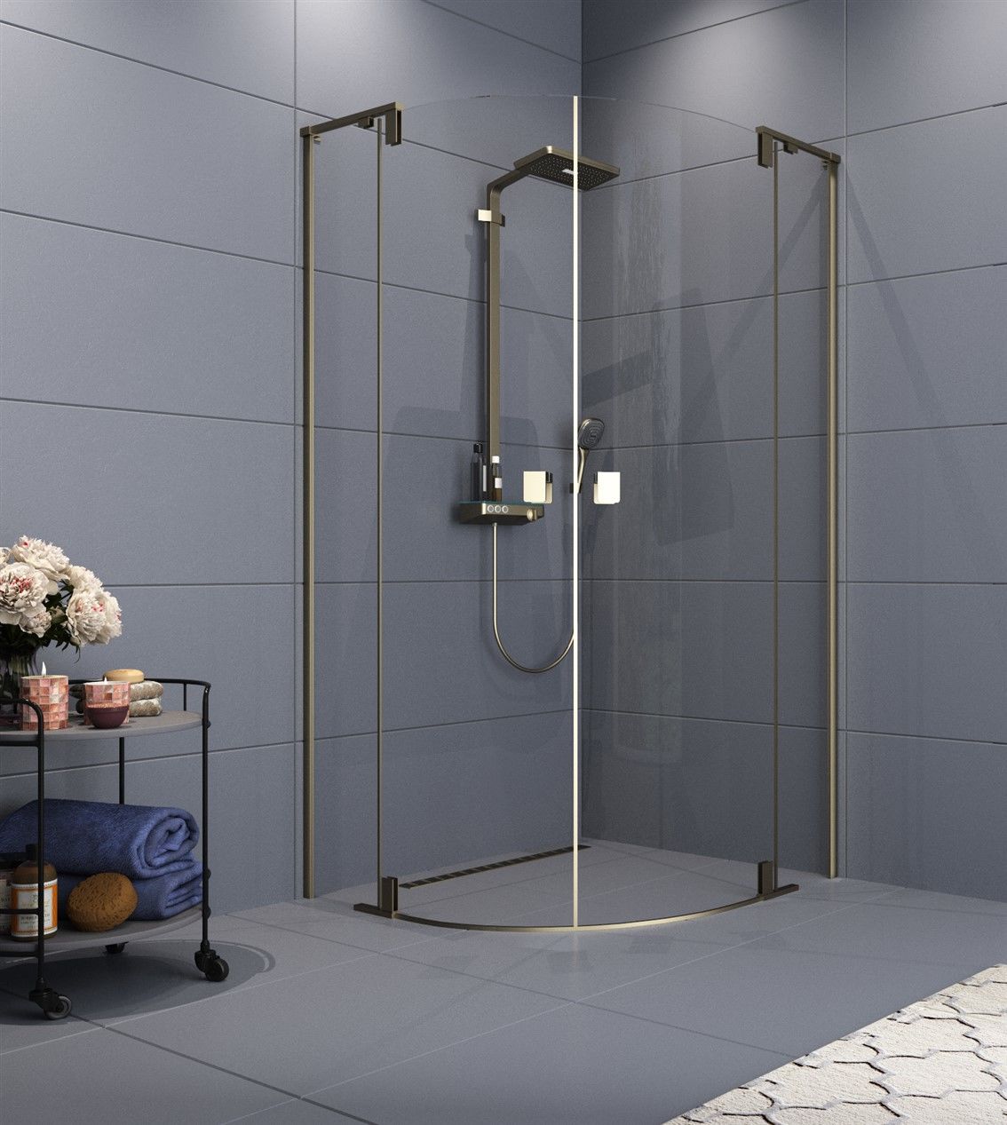 Aquanil Raum 120x120 Oval Krom Duşakabin 100x100